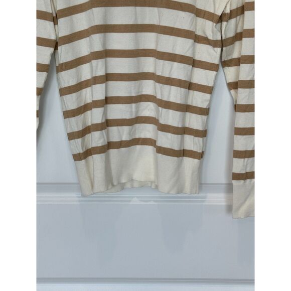 Loft Button Shoulder Tan and White Striped Sweater Size XS - Picture 4 of 6